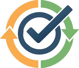 Cyclical Checkmark Icon Approval, Validation, and Process Completion Symbol