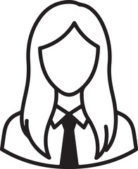 Outline icon of a businesswoman with tie