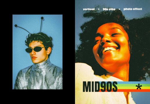 Mid 90s Vibe Poster Photo Effect Mockup