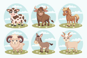 Cute collection of farm animals. 