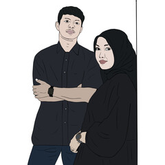 Illustration of muslim couple