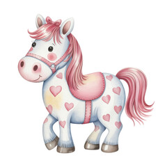 Whimsical Pink Pony with Heart Spots Sketch