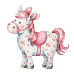 Whimsical Pink Pony with Heart Spots Sketch