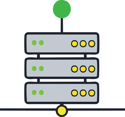 Data Server Illustration Hosting & Network Hub for Computing and Information Storage