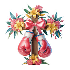 Watercolor Cross Adorned with Flowers and Gloves