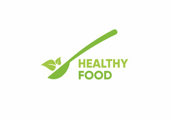 green spoon illustration icon healthy food template logo vector