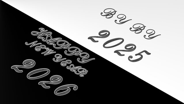 Happy new year 2026 concept with bye bye 2025 on a black and for festive celebration and greetings - Powered by Adobe