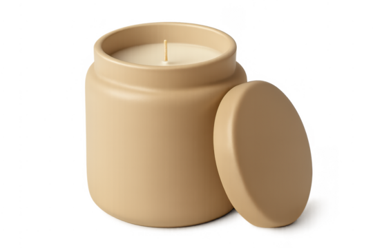 Unlit natural wax ceramic candle with lid