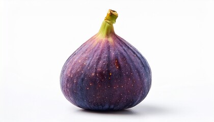 A Single Fresh Ripe Purple Fig Fruit Isolated On A White Background