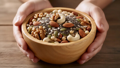 Healthy Snack Bowl, Superfood Mix, Nutrient-Rich Nuts and Seeds
