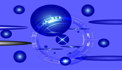 Vector Abstract futuristic eyeball on circuit board, Illustration high computer and Communication technology on blue color background.