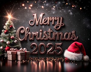 merry christmas card with santa claus red cap 