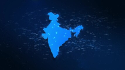Glowing Digital Map of India Futuristic Network Connections Technology, Cybersecurity Infrastructure Indian Rupee Business Finance Economy. stock market satellites program track location virtual space - Powered by Adobe