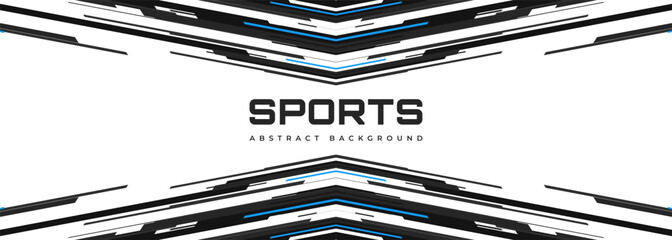 White modern sports banner design with futuristic black and blue lines. Vector abstract illustration sporty background. Vector illustration