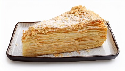 Napoleon Cake Slice On White Background Isolated With Clipping Course