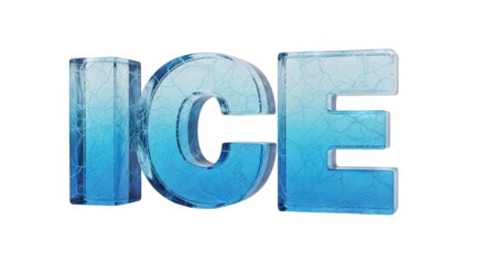 Crystal Blue Ice Text Effect Frozen Water Letters Transparent Background 3D Rendering