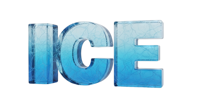 Crystal Blue Ice Text Effect Frozen Water Letters Transparent Background 3D Rendering