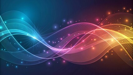 Glowing abstract waves with sparkling lights energy