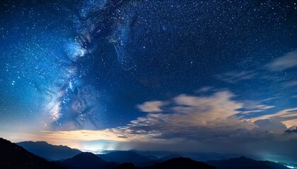 Naklejka premium Night Sky With Stars And Clouds