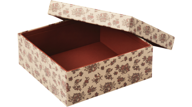 Charming floral gift box with open lid, perfect for presenting special treasures, adding a touch of vintage elegance to your heartfelt gifts and keepsakes