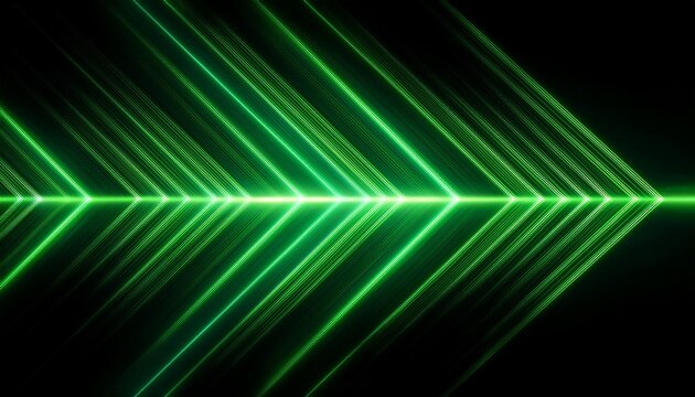 Green Neon Effect Arrows On A Black Background