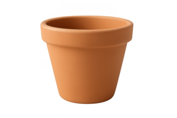 Empty terracotta pot ready for planting on transparent background