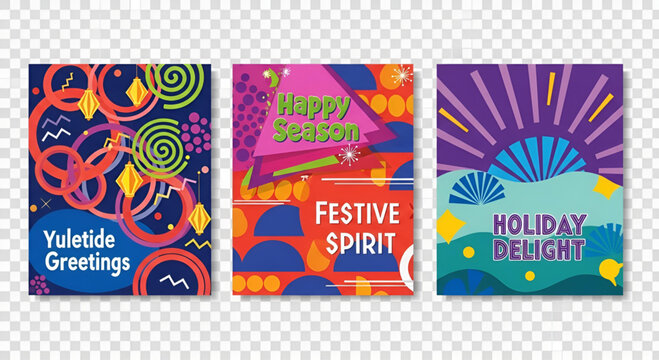 Festive season holiday greetings card design template vector graphic