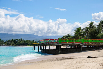 Turquoise tropical beach landscape at Labuhan Jukung Beach, Krui, Lampung