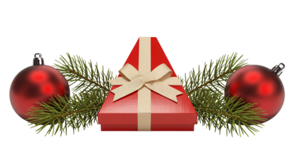 Elegant Christmas gift and ornaments create festive holiday spirit, perfect for seasonal promotions, greeting cards, and joyful celebrations everywhere now