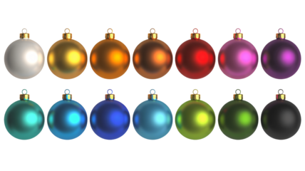 Dazzling collection of vibrant Christmas ornaments bringing festive cheer, perfect for holiday designs and joyful celebrations, ready for your creative projects