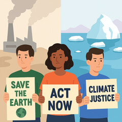 vector illustration of a man with a banner