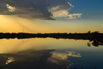 Sunrise on  the Paraguay River in Pilar, Paraguay