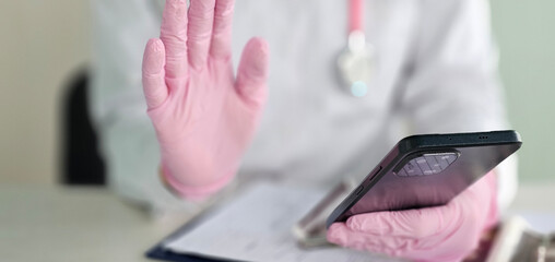 Doctor, woman and video call or phone communication in healthcare, social media or telehealth service