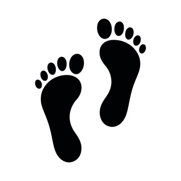 Footprint icons. two human footprints in flat style representing walking, journey, activity, outdoor adventures, hiking, or navigation for digital, web, and app design.