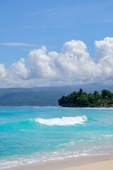 Turquoise tropical beach landscape at Labuhan Jukung Beach, Krui, Lampung