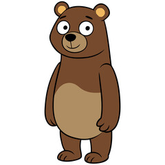 Cute cartoon brown bear standing and smiling