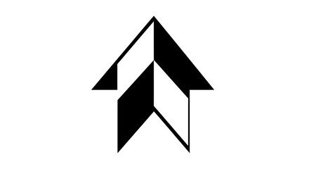 Minimalist black and white arrow icon representing direction, progress and strategy
