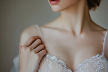 Elegant young ballerina posing gracefully in studio with soft lighting and calm expression, generative ai