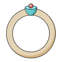 Simple cartoon ring with a blue setting and pink gem