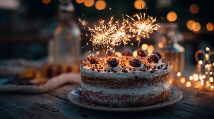 Sparkling celebration cake with cherry toppings ignites festive joy and creates unforgettable moments of pure delight