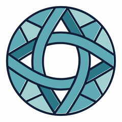 Abstract circular geometric pattern in shades of blue and teal