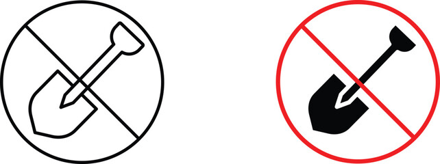 No digging  icon vector graphic illustration  with white background flat hand made icon fill icon .