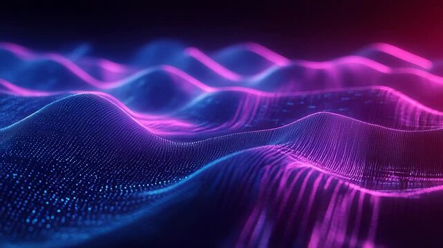 Glowing particle wave forming a futuristic abstract background
