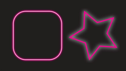Neon shapes glowing pink star square