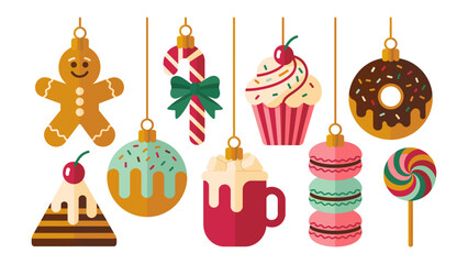 Sweet Holiday Delights: A collection of festive, dessert-themed ornaments, each capturing the essence of the season's sweetest treats. A visual feast for those seeking holiday cheer.