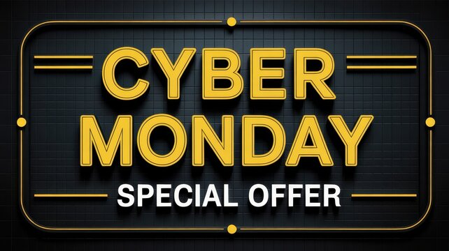 Neon Grid Banner for Cyber Monday Sale - Powered by Adobe