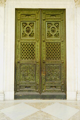View of an external door of the Royal Palace of Naples, Campania, Italy