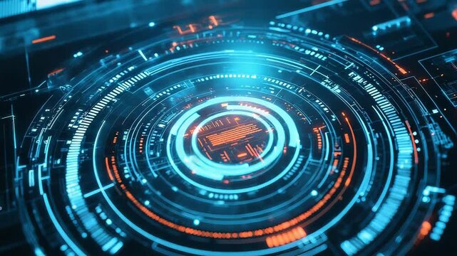 Digital data processing interface display with hud elements - Powered by Adobe