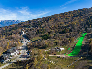 Synthetic sky slope in the Italian alps of Nevegal resort