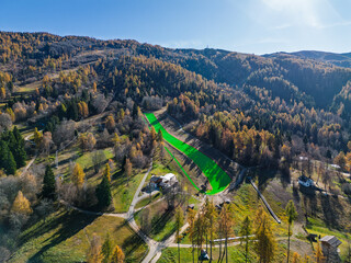 Synthetic sky slope in the Italian alps of Nevegal resort